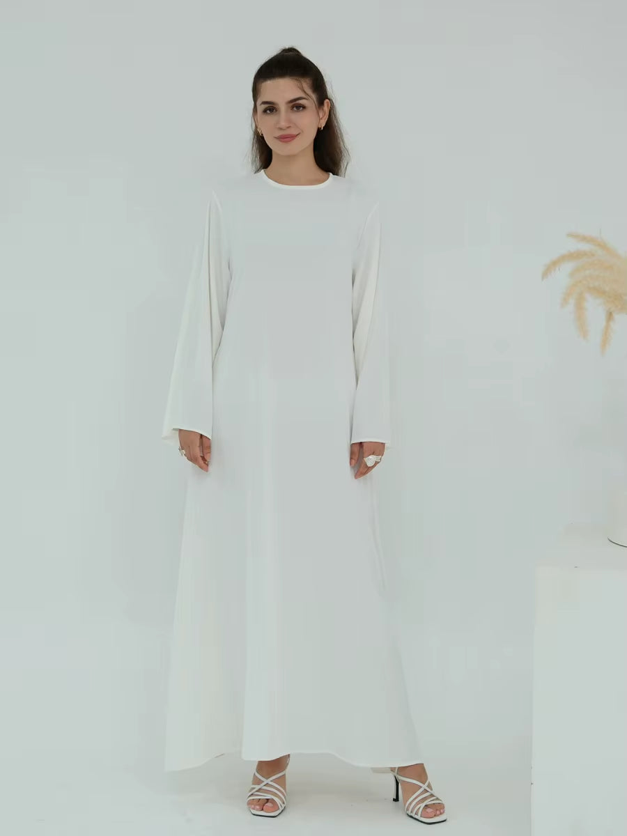 Muslim Women Türkiye Dubai Abaya Long Dress Solid Modest Kaftan Prayer Robe Femme African Evening Dresses Islamic Clothing
