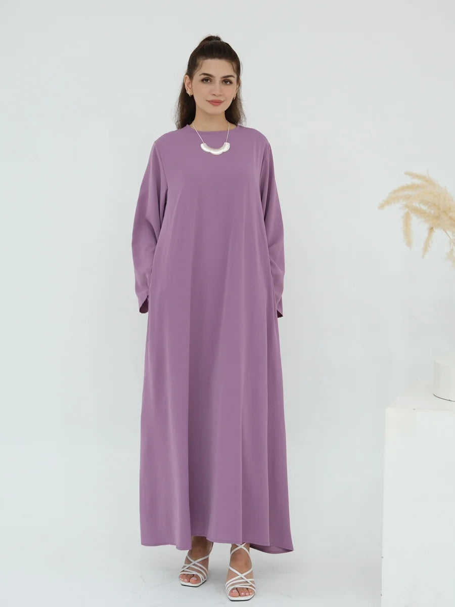 Muslim Women Türkiye Dubai Abaya Long Dress Solid Modest Kaftan Prayer Robe Femme African Evening Dresses Islamic Clothing