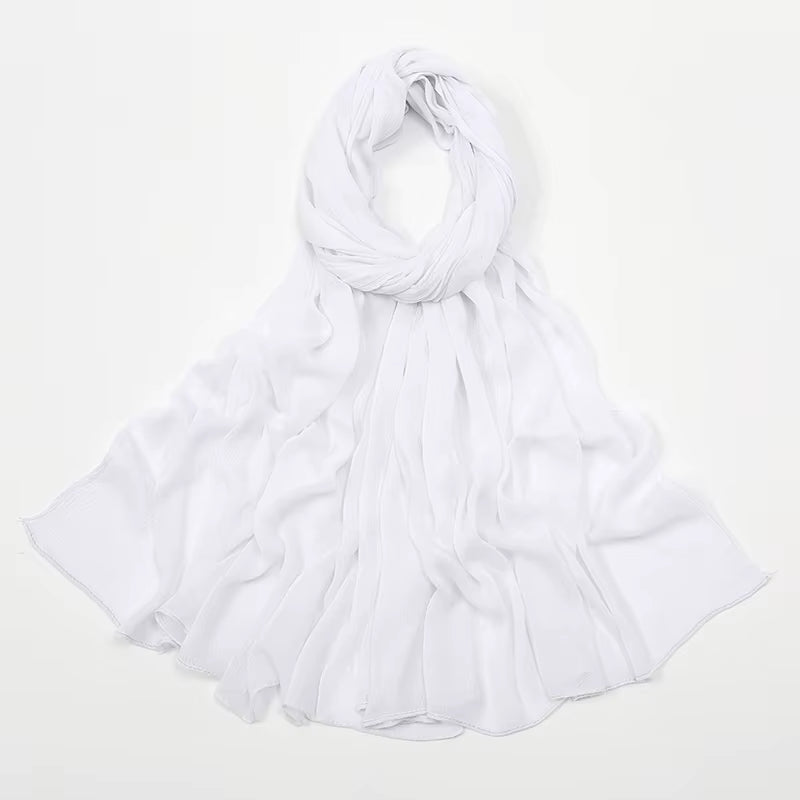 New Crinkle Rayon Hijabs Women Scarf Solid Headscarf Wrap Big Size Plain Long Shawls Muslim Women Hijab Islamic Turban Headbands