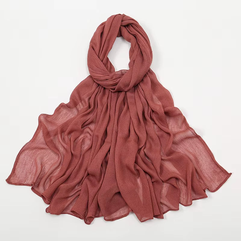New Crinkle Rayon Hijabs Women Scarf Solid Headscarf Wrap Big Size Plain Long Shawls Muslim Women Hijab Islamic Turban Headbands