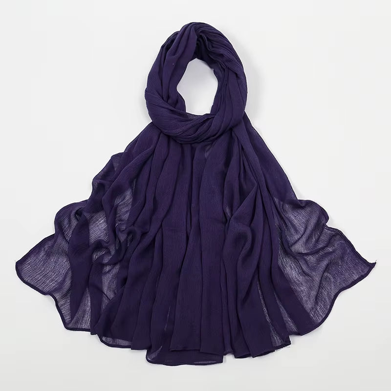 New Crinkle Rayon Hijabs Women Scarf Solid Headscarf Wrap Big Size Plain Long Shawls Muslim Women Hijab Islamic Turban Headbands