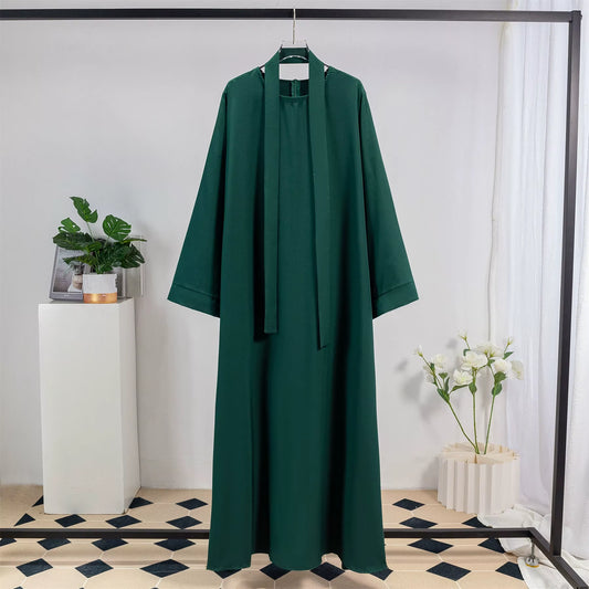 Muslim Abayas Women Kaftans Long Maxi Prayer Dress with Belt Full Sleeve Islamic Clothing Women Jilbabs Ramadan Dresses