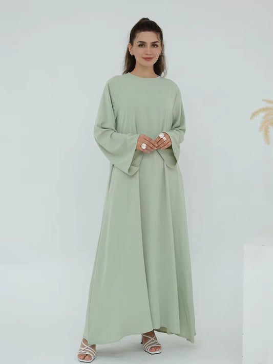 Muslim Women Türkiye Dubai Abaya Long Dress Solid Modest Kaftan Prayer Robe Femme African Evening Dresses Islamic Clothing