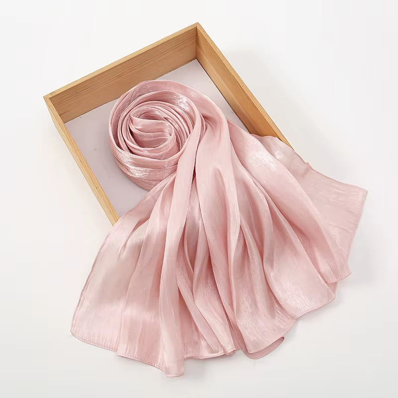 New Premium Shimmer Silk Hijab Scarf Women Luxury Medine Silk Veil Muslim Women Hijab Shiny Shawl Islamic Turban Haedscarf Wraps