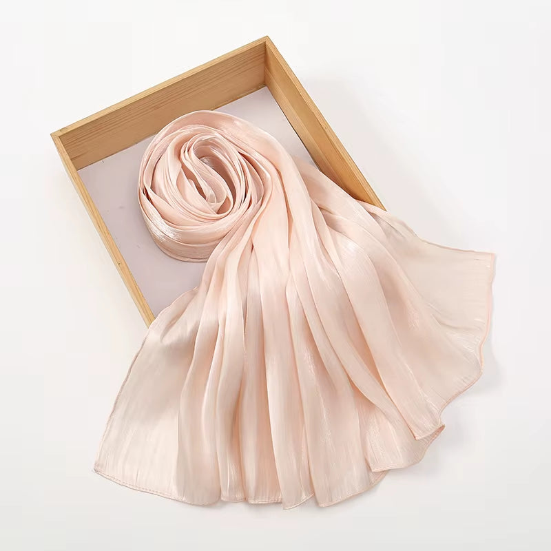 New Premium Shimmer Silk Hijab Scarf Women Luxury Medine Silk Veil Muslim Women Hijab Shiny Shawl Islamic Turban Haedscarf Wraps