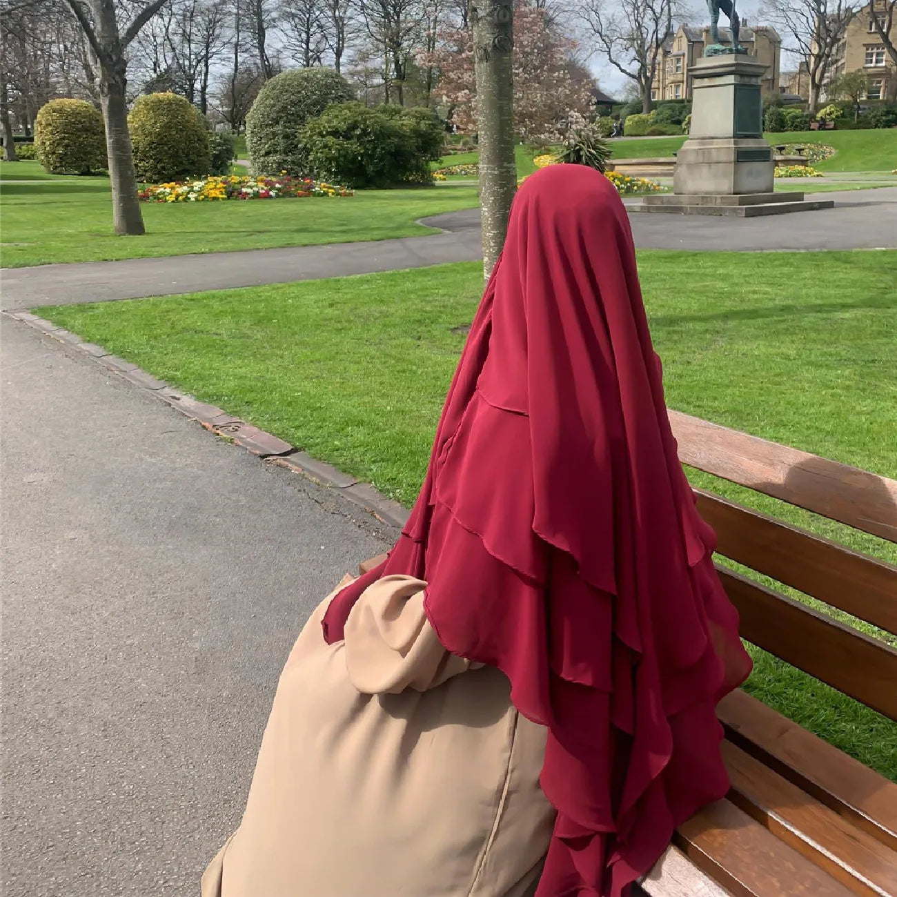 Plain Three-Layer Chiffon Hijab Prayer Khimar Solid Color Arabian Türkiye Shawl Headscarf 136*120Cm