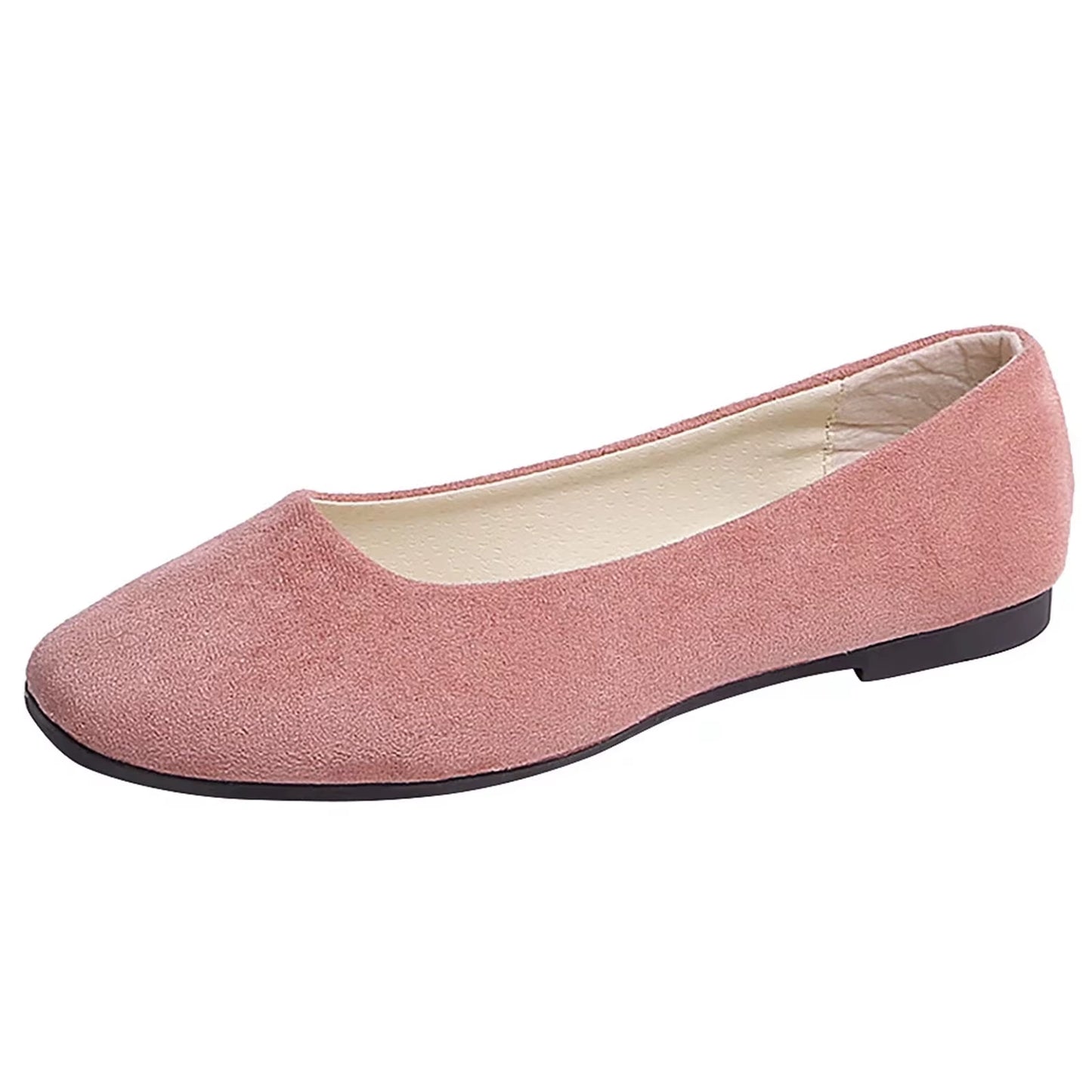 Women's Suede Square Toe Flats - Elegant and Comfortable Spring/Summer Footwear (Sizes 34-39)