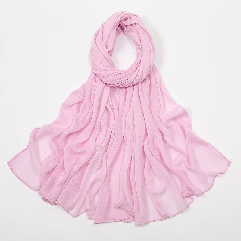 New Crinkle Rayon Hijabs Women Scarf Solid Headscarf Wrap Big Size Plain Long Shawls Muslim Women Hijab Islamic Turban Headbands