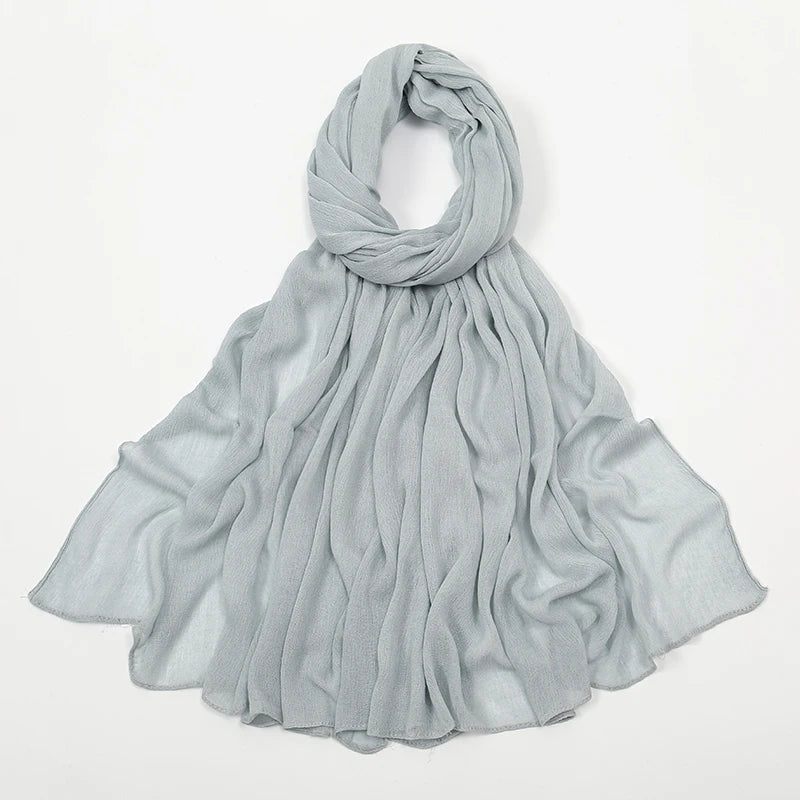 New Crinkle Rayon Hijabs Women Scarf Solid Headscarf Wrap Big Size Plain Long Shawls Muslim Women Hijab Islamic Turban Headbands