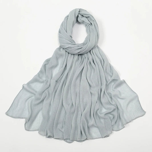 New Crinkle Rayon Hijabs Women Scarf Solid Headscarf Wrap Big Size Plain Long Shawls Muslim Women Hijab Islamic Turban Headbands