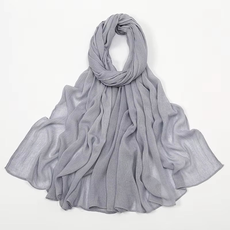 New Crinkle Rayon Hijabs Women Scarf Solid Headscarf Wrap Big Size Plain Long Shawls Muslim Women Hijab Islamic Turban Headbands