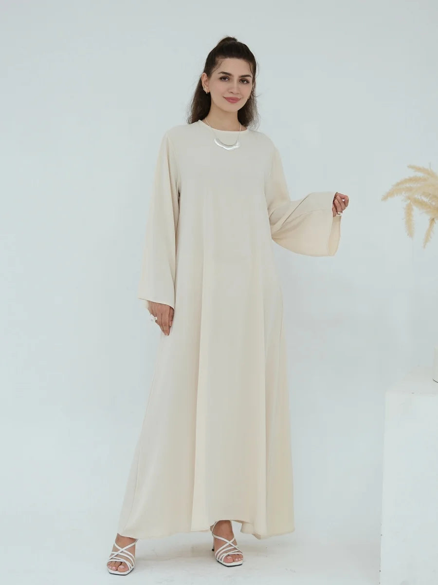 Muslim Women Türkiye Dubai Abaya Long Dress Solid Modest Kaftan Prayer Robe Femme African Evening Dresses Islamic Clothing