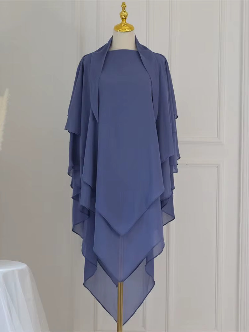 Ramadan Chiffon Khimar Abaya Niqab Turkey Arabic Muslim Hijab Islam Prayer Clothes for Women Djellaba Turban Musulmans Femme