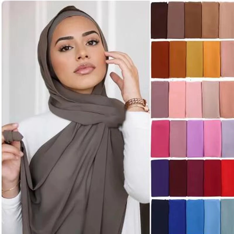 Classic Muslim Girl Chiffon Hijab Scarf Women Long Head Wrap for Women Wedding Hijabs Scarves Veil 180*70Cm Headscarf
