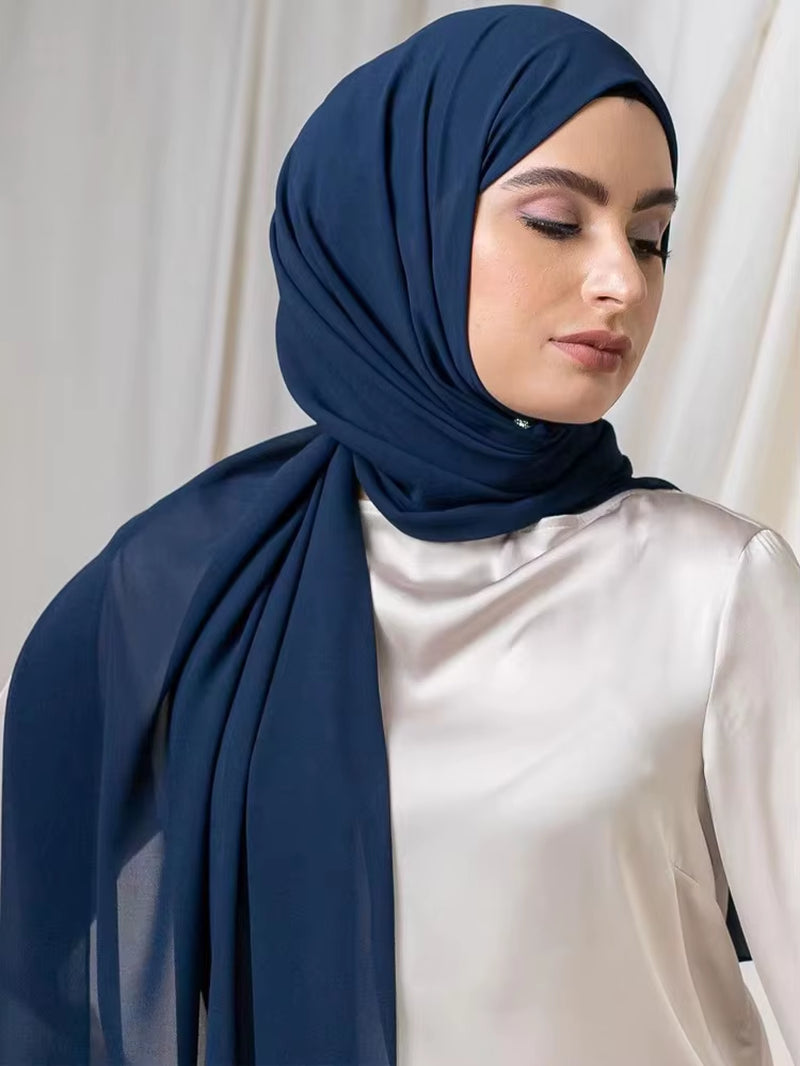 Classic Muslim Girl Chiffon Hijab Scarf Women Long Head Wrap for Women Wedding Hijabs Scarves Veil 180*70Cm Headscarf