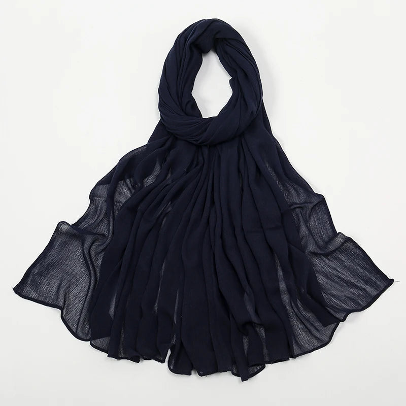 New Crinkle Rayon Hijabs Women Scarf Solid Headscarf Wrap Big Size Plain Long Shawls Muslim Women Hijab Islamic Turban Headbands