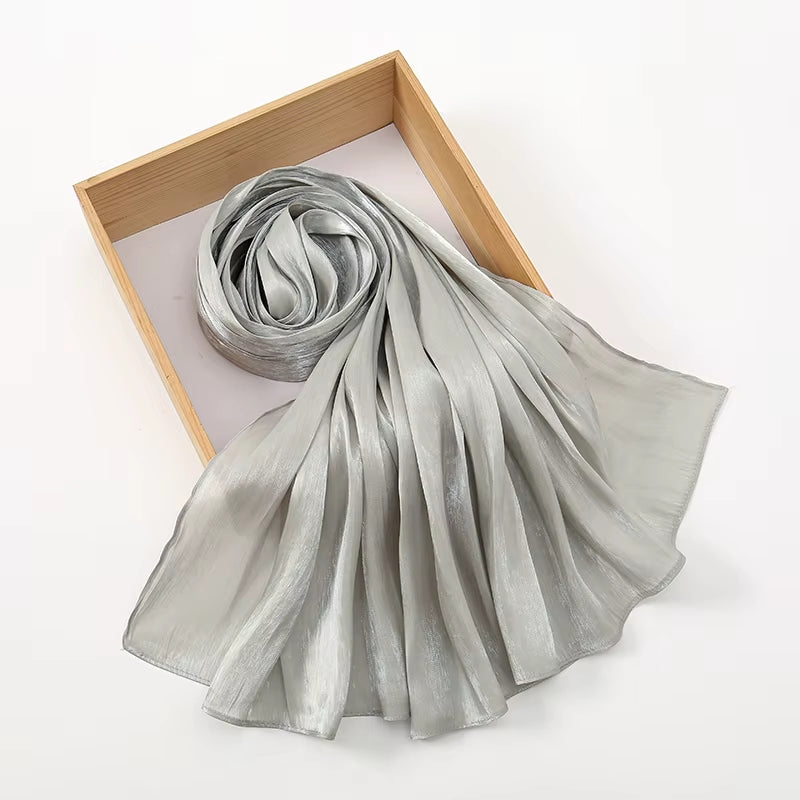 New Premium Shimmer Silk Hijab Scarf Women Luxury Medine Silk Veil Muslim Women Hijab Shiny Shawl Islamic Turban Haedscarf Wraps