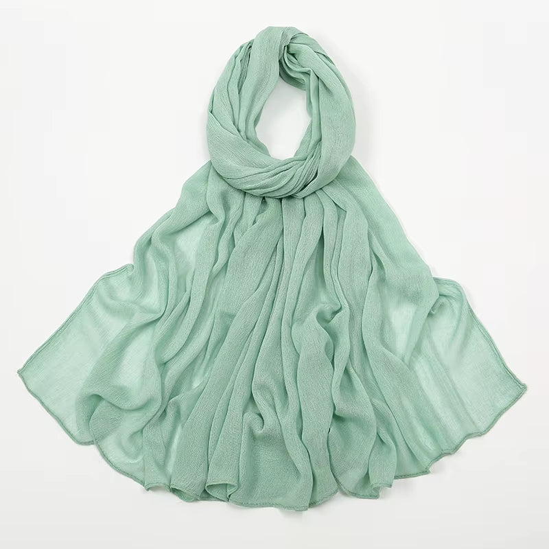 New Crinkle Rayon Hijabs Women Scarf Solid Headscarf Wrap Big Size Plain Long Shawls Muslim Women Hijab Islamic Turban Headbands