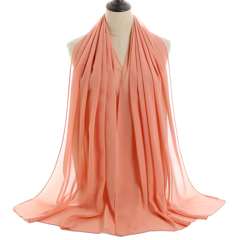 Classic Muslim Girl Chiffon Hijab Scarf Women Long Head Wrap for Women Wedding Hijabs Scarves Veil 180*70Cm Headscarf