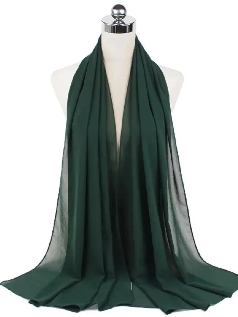 New Fashion Women Solid Chiffon Headscarf Ready to Wear Instant Hijab Scarf Muslim Shawl Islamic Hijabs Arab Wrap Head Scarves