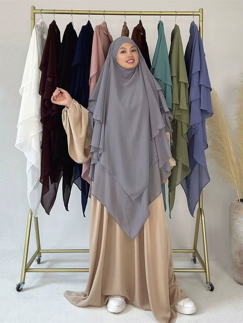 Ramadan Chiffon Khimar Abaya Niqab Turkey Arabic Muslim Hijab Islam Prayer Clothes for Women Djellaba Turban Musulmans Femme