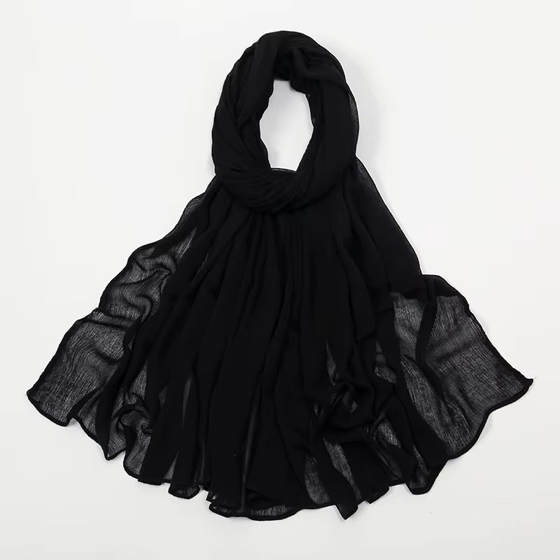 New Crinkle Rayon Hijabs Women Scarf Solid Headscarf Wrap Big Size Plain Long Shawls Muslim Women Hijab Islamic Turban Headbands