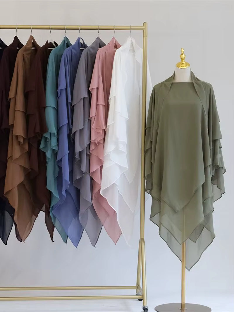 Ramadan Chiffon Khimar Abaya Niqab Turkey Arabic Muslim Hijab Islam Prayer Clothes for Women Djellaba Turban Musulmans Femme