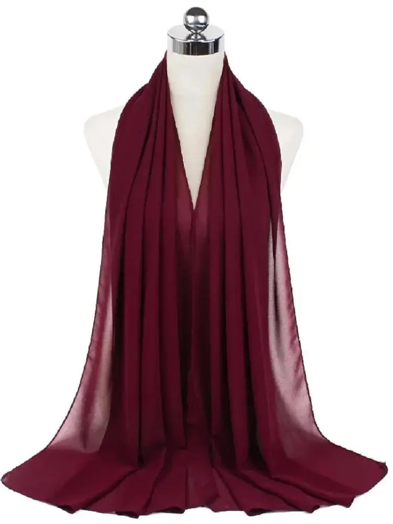 New Fashion Women Solid Chiffon Headscarf Ready to Wear Instant Hijab Scarf Muslim Shawl Islamic Hijabs Arab Wrap Head Scarves