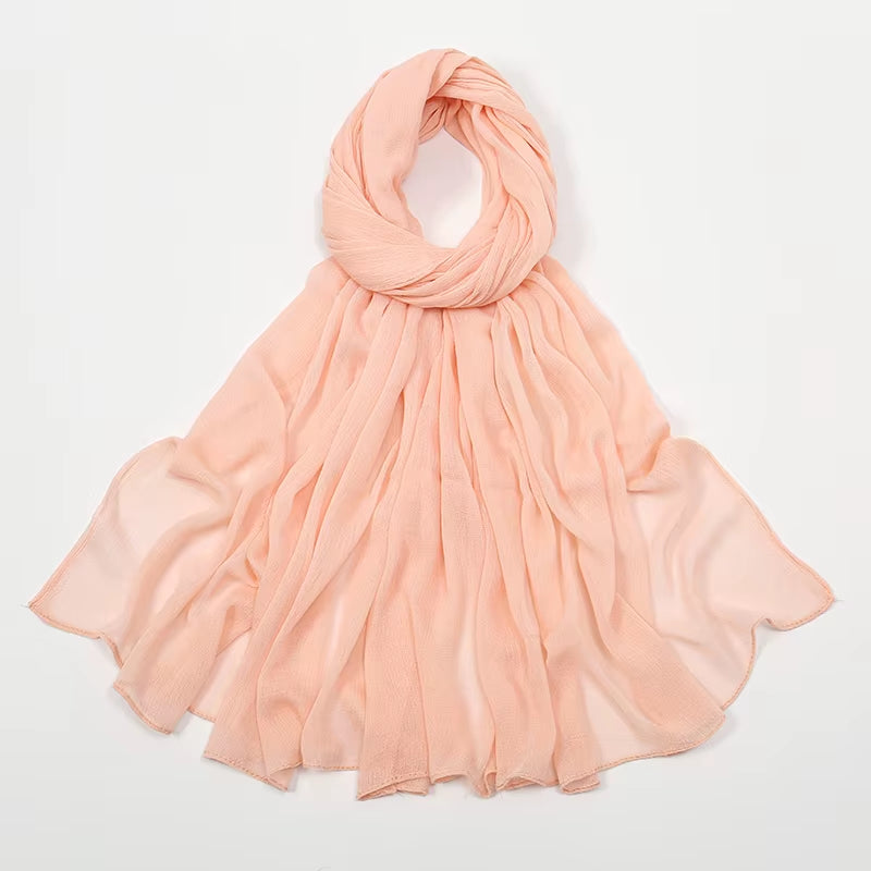 New Crinkle Rayon Hijabs Women Scarf Solid Headscarf Wrap Big Size Plain Long Shawls Muslim Women Hijab Islamic Turban Headbands
