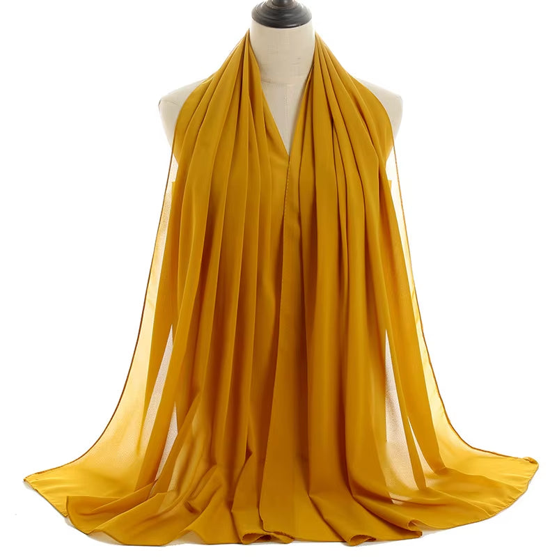 Classic Muslim Girl Chiffon Hijab Scarf Women Long Head Wrap for Women Wedding Hijabs Scarves Veil 180*70Cm Headscarf
