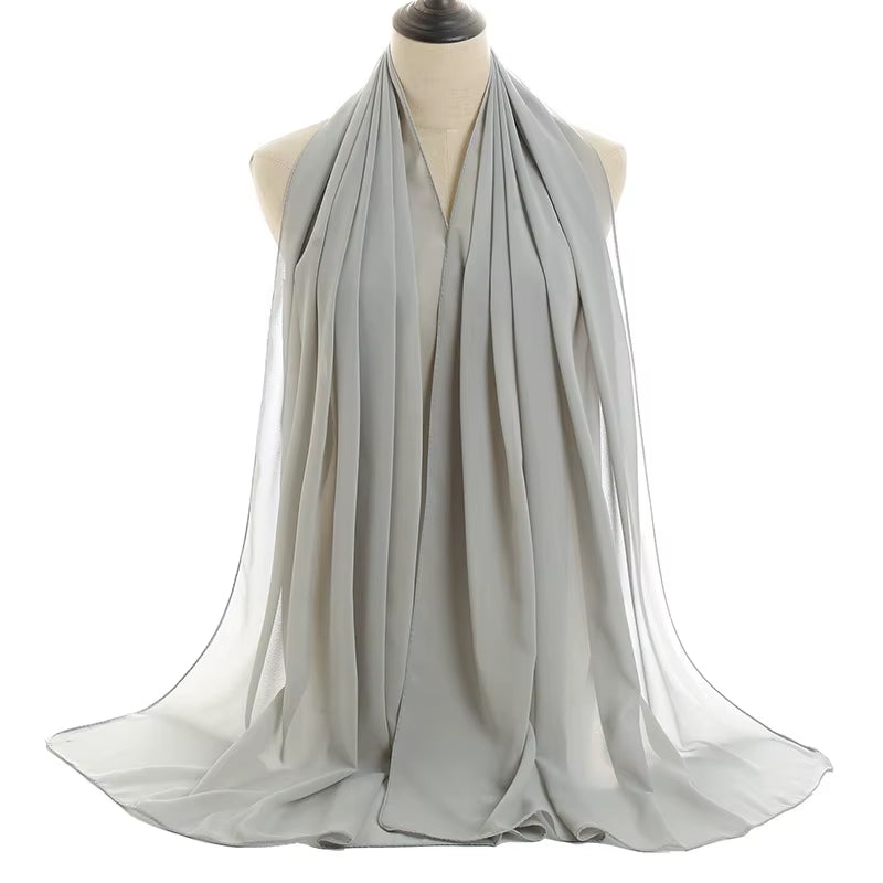 Classic Muslim Girl Chiffon Hijab Scarf Women Long Head Wrap for Women Wedding Hijabs Scarves Veil 180*70Cm Headscarf