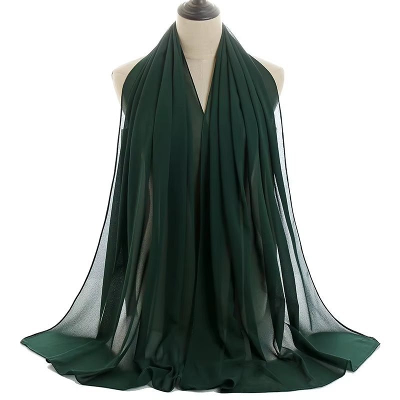 Classic Muslim Girl Chiffon Hijab Scarf Women Long Head Wrap for Women Wedding Hijabs Scarves Veil 180*70Cm Headscarf