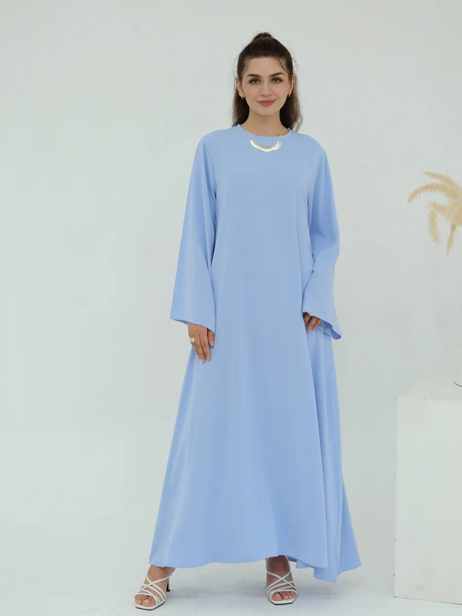 Muslim Women Türkiye Dubai Abaya Long Dress Solid Modest Kaftan Prayer Robe Femme African Evening Dresses Islamic Clothing