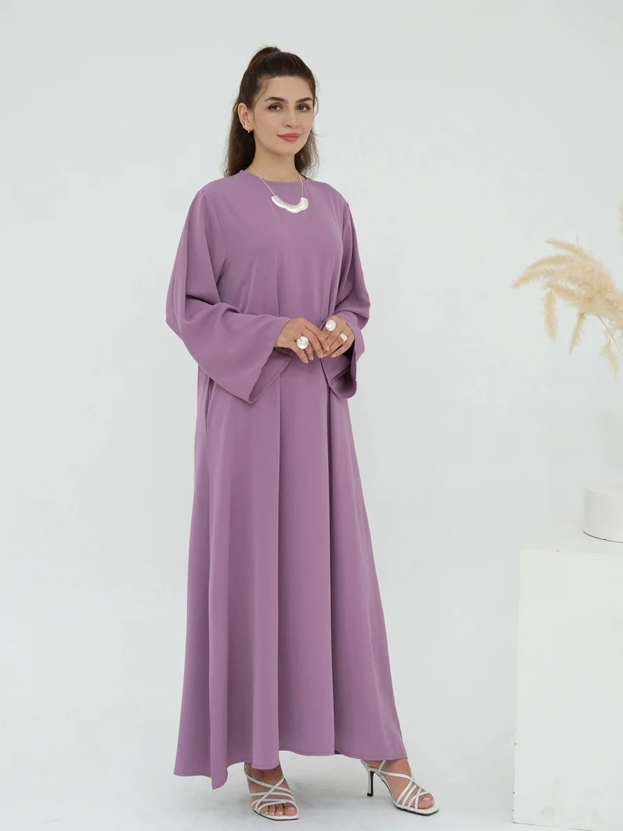 Muslim Women Türkiye Dubai Abaya Long Dress Solid Modest Kaftan Prayer Robe Femme African Evening Dresses Islamic Clothing