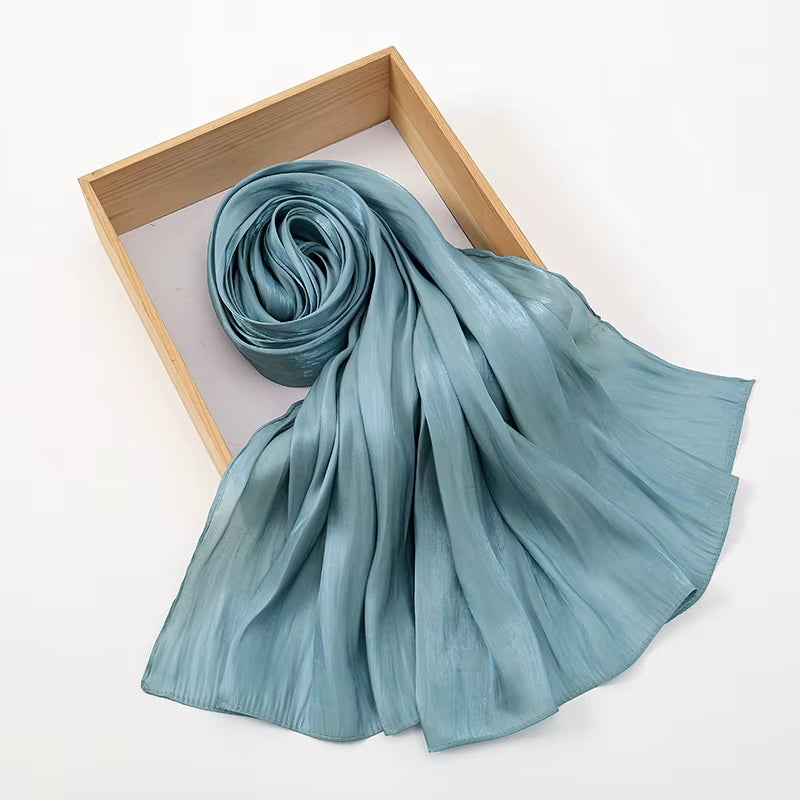 New Premium Shimmer Silk Hijab Scarf Women Luxury Medine Silk Veil Muslim Women Hijab Shiny Shawl Islamic Turban Haedscarf Wraps