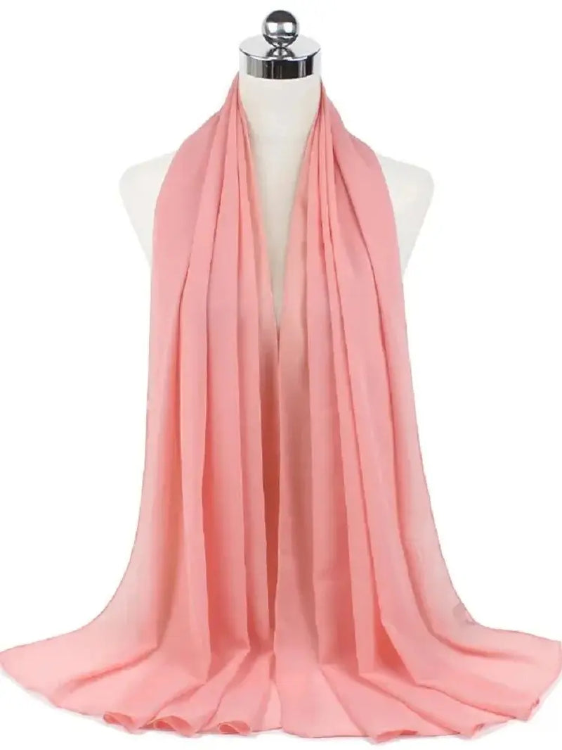 New Fashion Women Solid Chiffon Headscarf Ready to Wear Instant Hijab Scarf Muslim Shawl Islamic Hijabs Arab Wrap Head Scarves