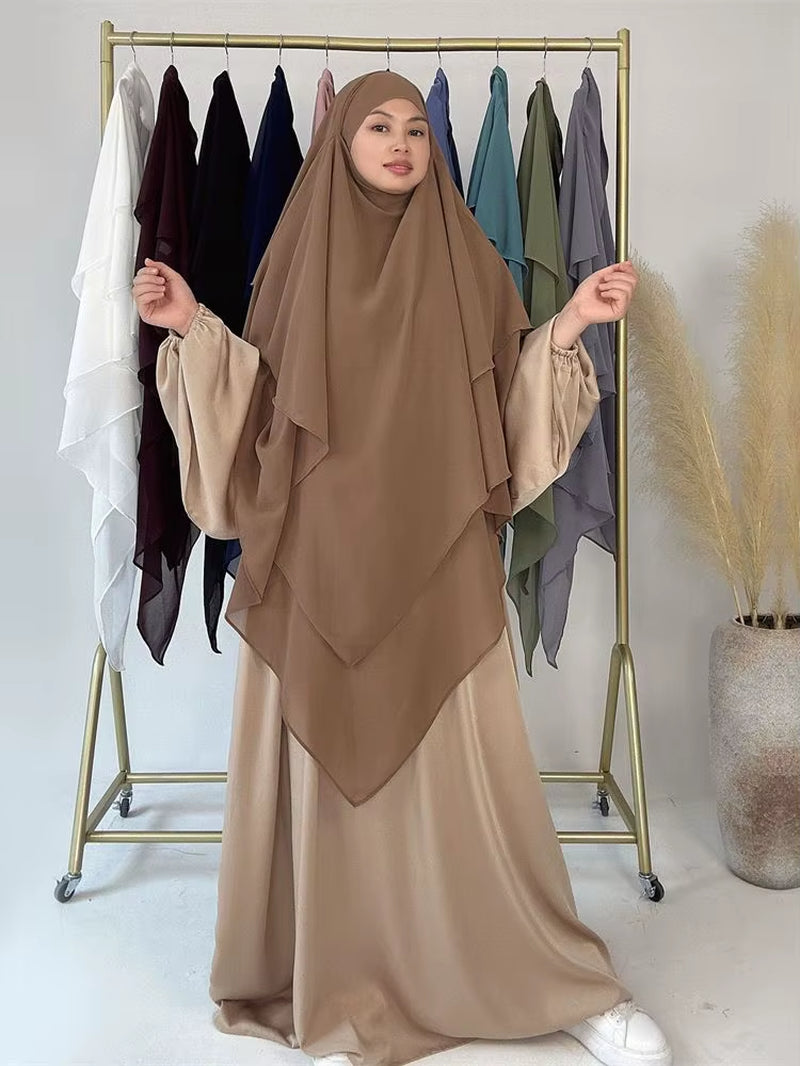 Ramadan Chiffon Khimar Abaya Niqab Turkey Arabic Muslim Hijab Islam Prayer Clothes for Women Djellaba Turban Musulmans Femme