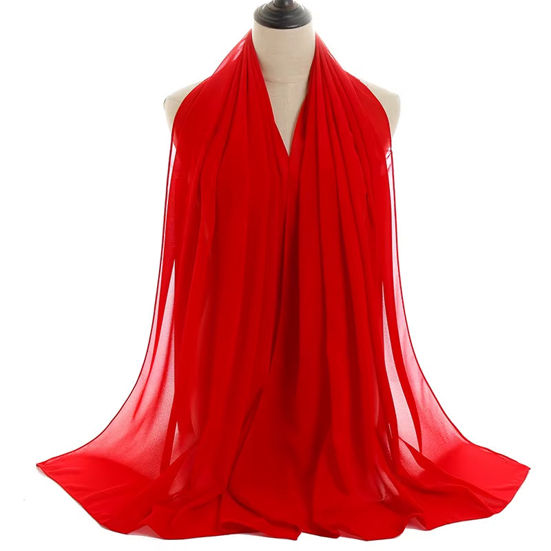 Classic Muslim Girl Chiffon Hijab Scarf Women Long Head Wrap for Women Wedding Hijabs Scarves Veil 180*70Cm Headscarf