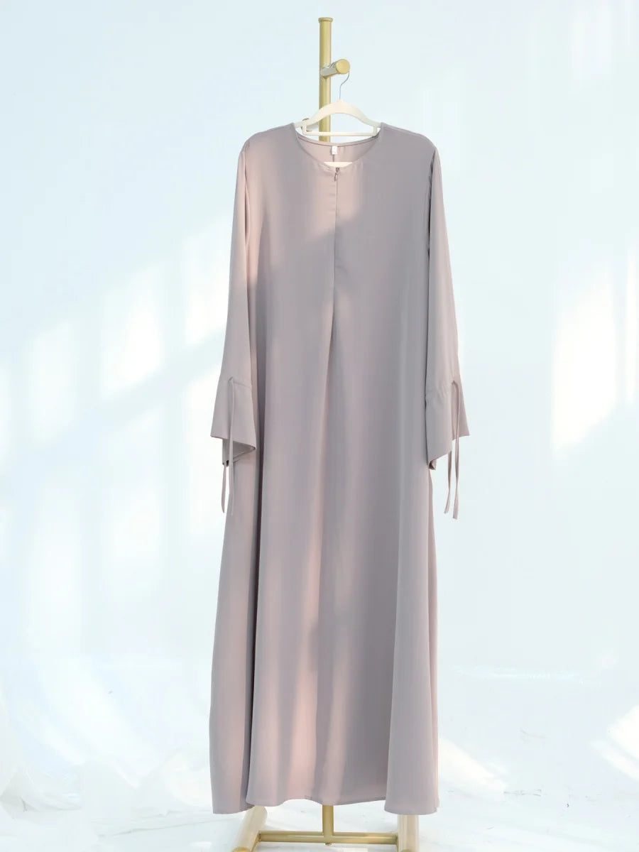 Muslim Women Türkiye Dubai Abaya Drawstring Sleeve Long Dress plus Size Modest Ramadan Loose Robe Kaftan Femme Islam Clothing