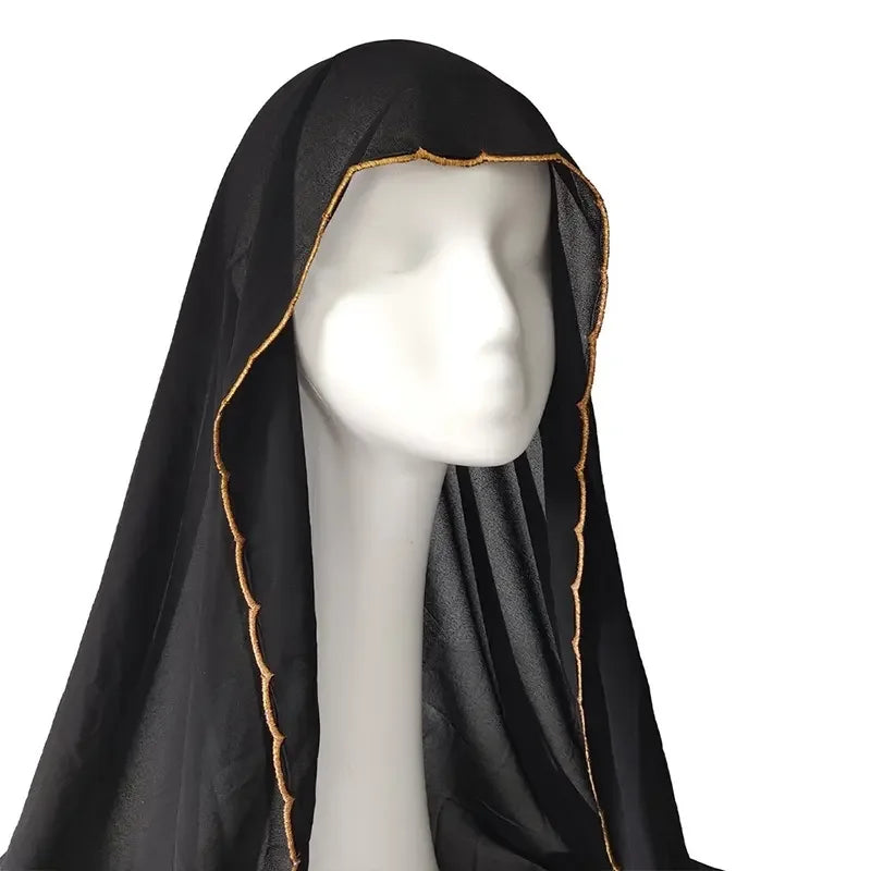Muslim Chiffon Hijab Shawls Lace Scarf Women Solid Head Wraps Women Hijabs Scarves Ladies Foulard Femme Muslim Veil 70*180Cm