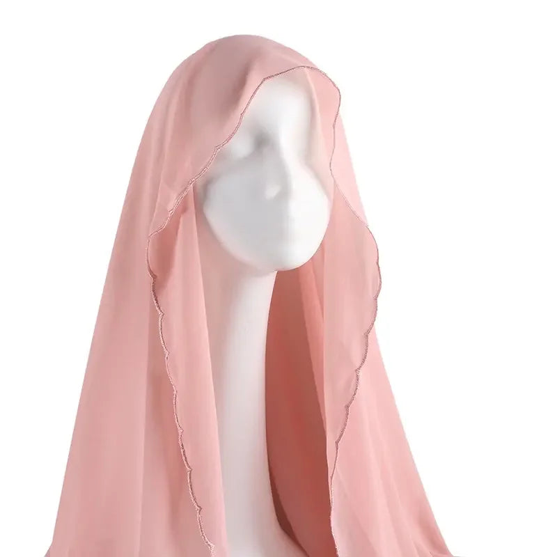 Muslim Chiffon Hijab Shawls Lace Scarf Women Solid Head Wraps Women Hijabs Scarves Ladies Foulard Femme Muslim Veil 70*180Cm