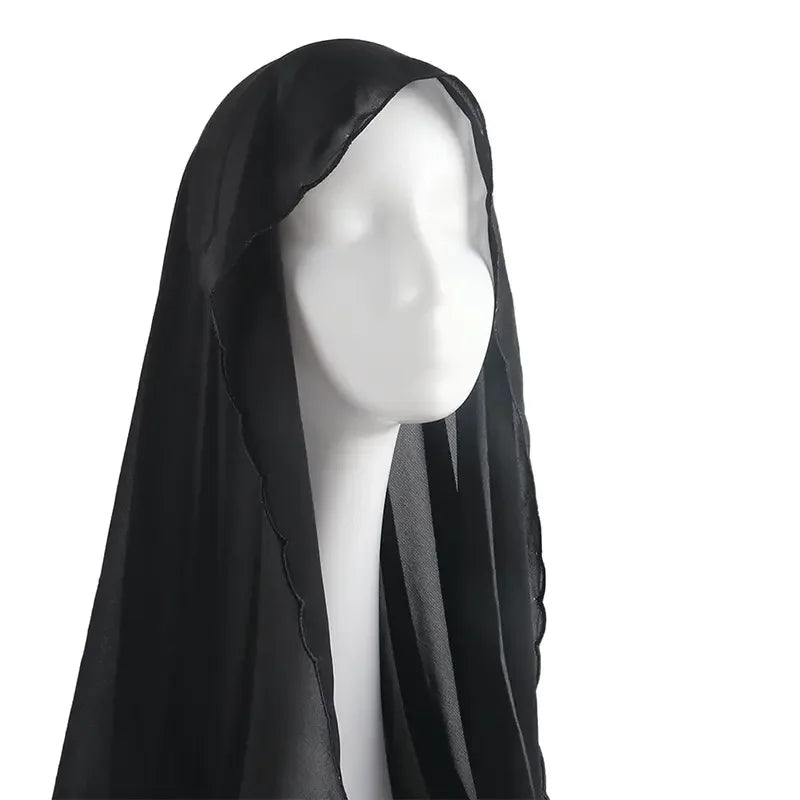 Muslim Chiffon Hijab Shawls Lace Scarf Women Solid Head Wraps Women Hijabs Scarves Ladies Foulard Femme Muslim Veil 70*180Cm
