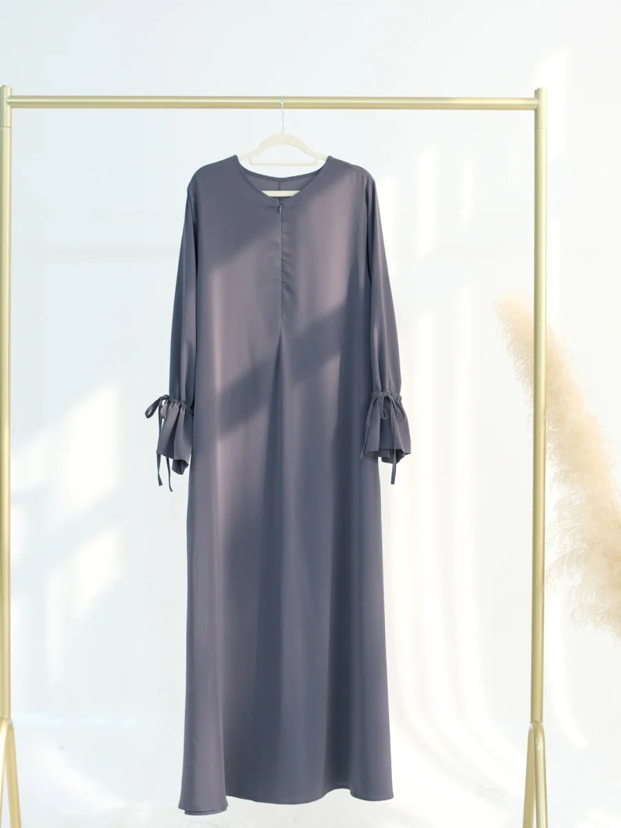Muslim Women Türkiye Dubai Abaya Drawstring Sleeve Long Dress plus Size Modest Ramadan Loose Robe Kaftan Femme Islam Clothing