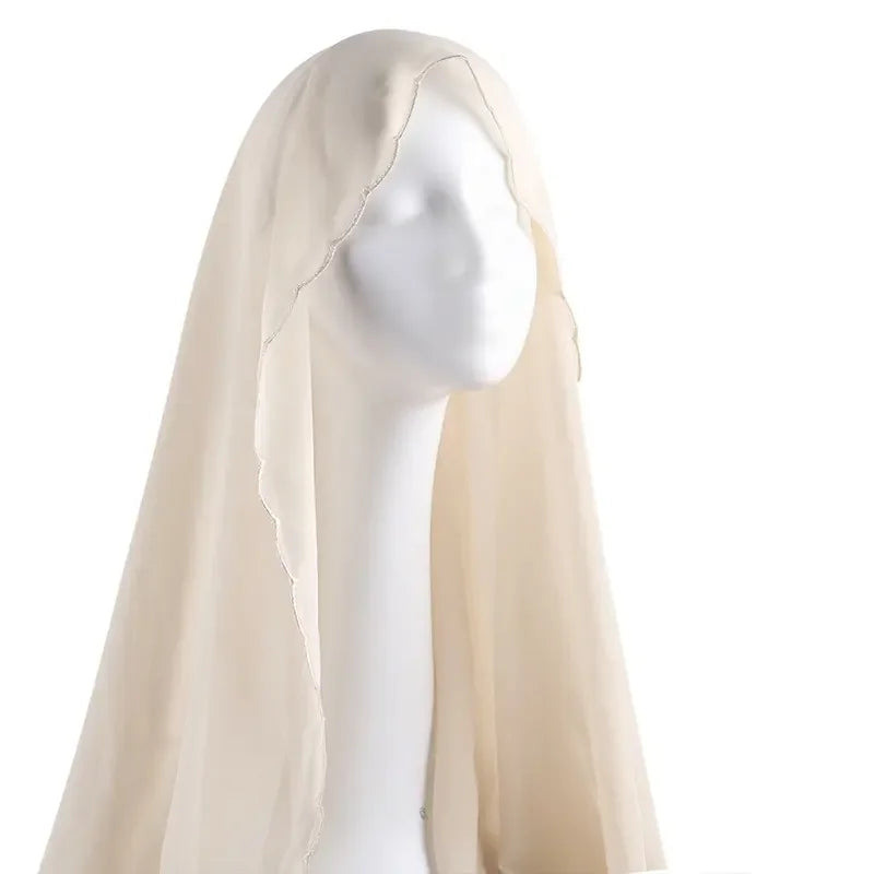 Muslim Chiffon Hijab Shawls Lace Scarf Women Solid Head Wraps Women Hijabs Scarves Ladies Foulard Femme Muslim Veil 70*180Cm