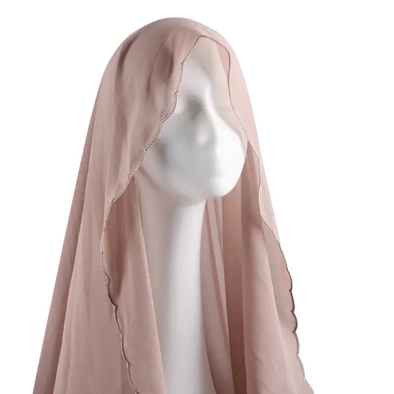 Muslim Chiffon Hijab Shawls Lace Scarf Women Solid Head Wraps Women Hijabs Scarves Ladies Foulard Femme Muslim Veil 70*180Cm