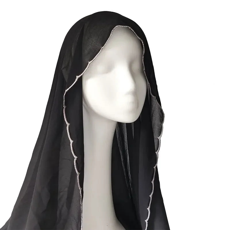 Muslim Chiffon Hijab Shawls Lace Scarf Women Solid Head Wraps Women Hijabs Scarves Ladies Foulard Femme Muslim Veil 70*180Cm