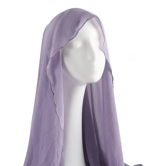 Muslim Chiffon Hijab Shawls Lace Scarf Women Solid Head Wraps Women Hijabs Scarves Ladies Foulard Femme Muslim Veil 70*180Cm