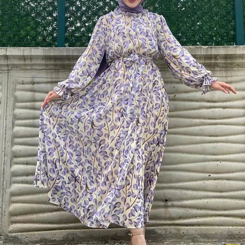 Summer Abaya Dubai Luxury Muslim Woman Dresses Chiffon Ramadan African Elegant Dresses(Not Contain Hijab)