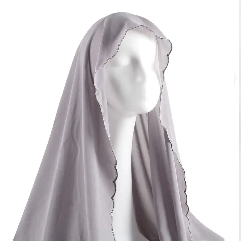 Muslim Chiffon Hijab Shawls Lace Scarf Women Solid Head Wraps Women Hijabs Scarves Ladies Foulard Femme Muslim Veil 70*180Cm