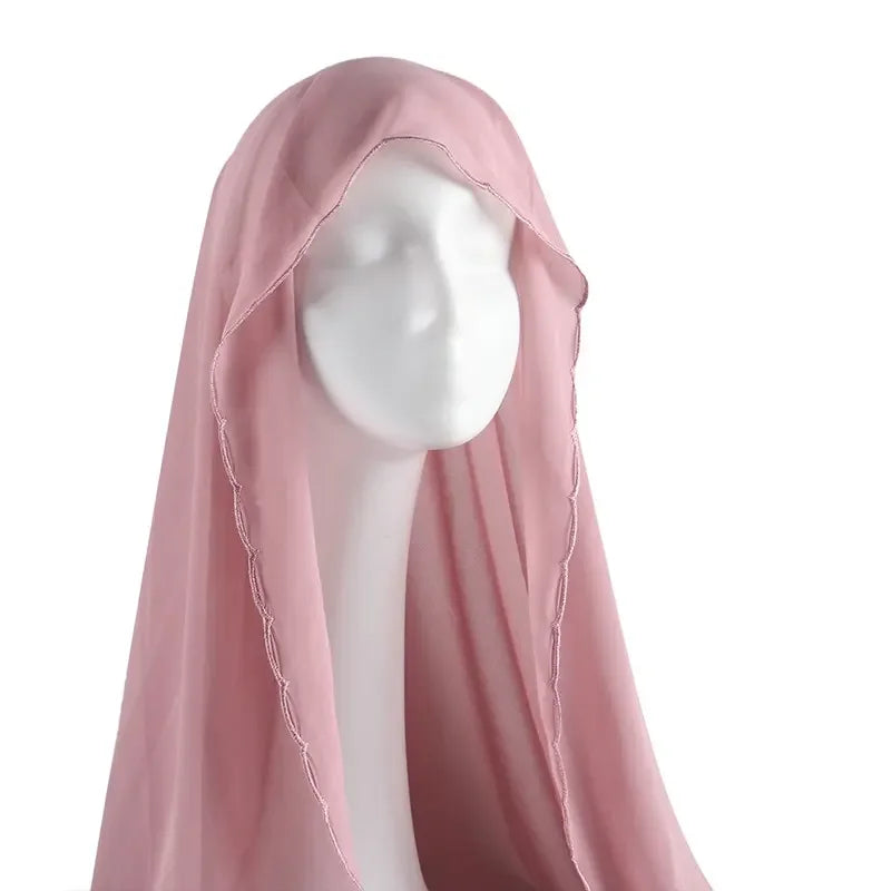 Muslim Chiffon Hijab Shawls Lace Scarf Women Solid Head Wraps Women Hijabs Scarves Ladies Foulard Femme Muslim Veil 70*180Cm